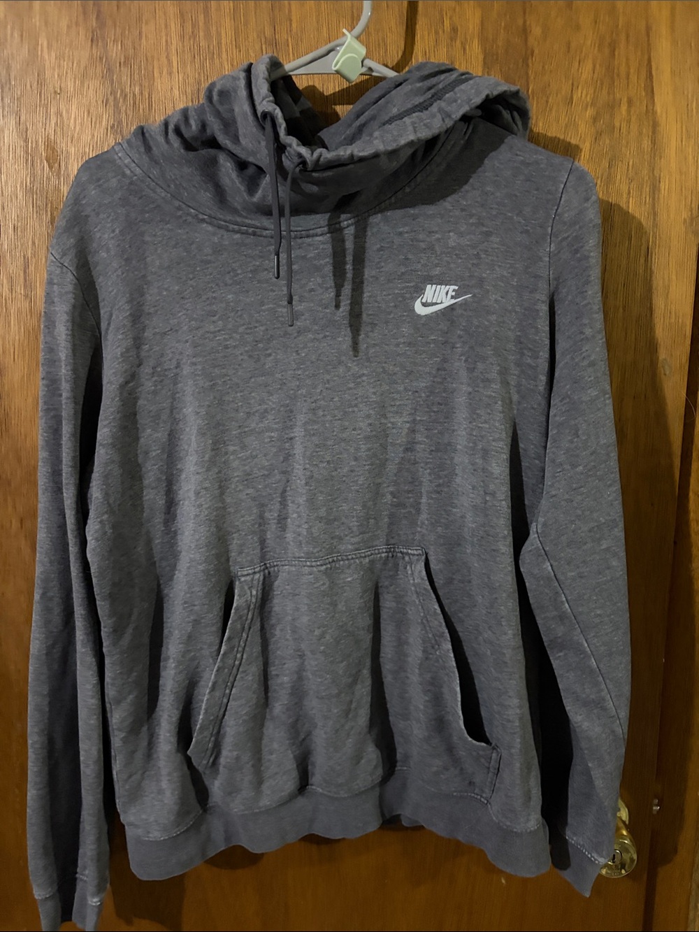 Nike Gray Heather Pullover Hoodie with White Swoosh